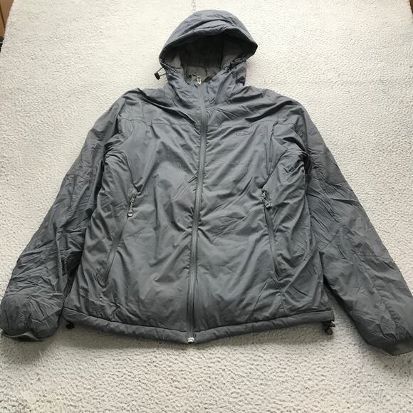 LL Bean Mesh Lined Nylon Windbreaker Jacket Hoodie Mens Medium M Logo Gray - Picture 1 of 9
